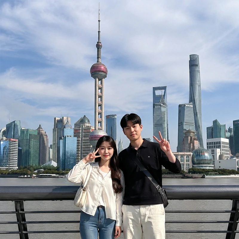 First-time visitors traveling in Shanghai China