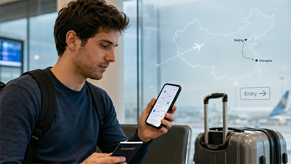 Traveler checking if they need a visa to visit China before departure